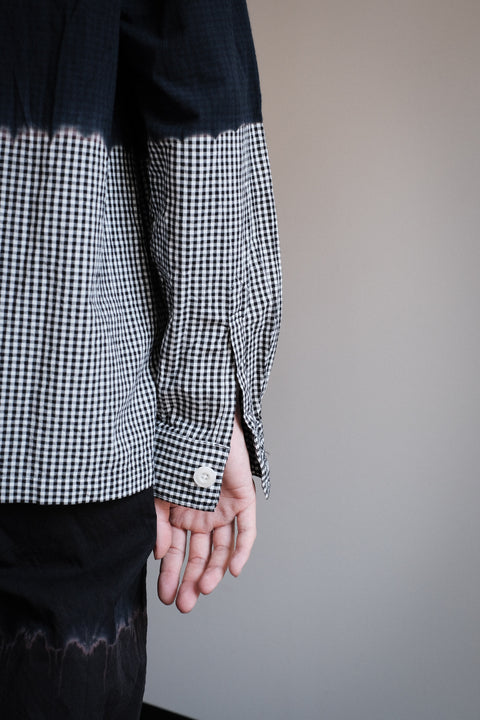 suzusan/Cotton Gingham Check Overshirt Boushi Shibori "Block"