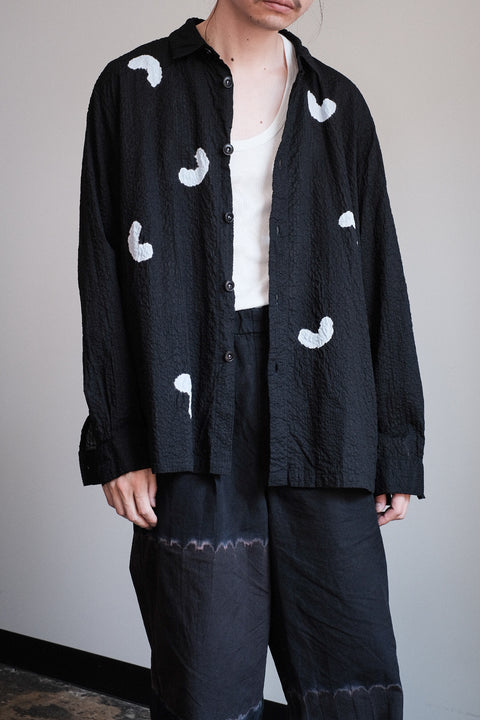 suzusan/Transparent Wrinkled Stripe Overshirt Koboushi Shibori "Smile"