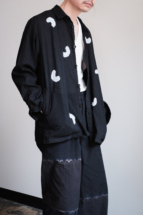 suzusan/Transparent Wrinkled Stripe Overshirt Koboushi Shibori "Smile"