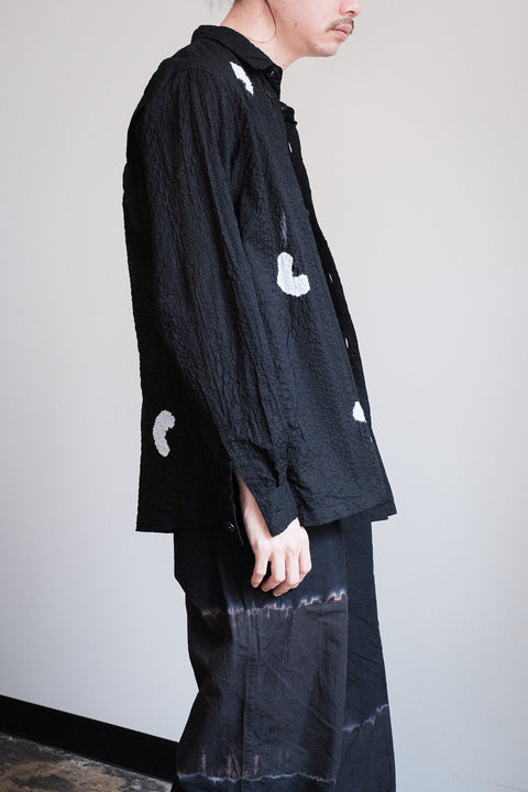 suzusan/Transparent Wrinkled Stripe Overshirt Koboushi Shibori "Smile"