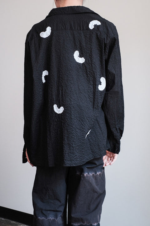 suzusan/Transparent Wrinkled Stripe Overshirt Koboushi Shibori "Smile"