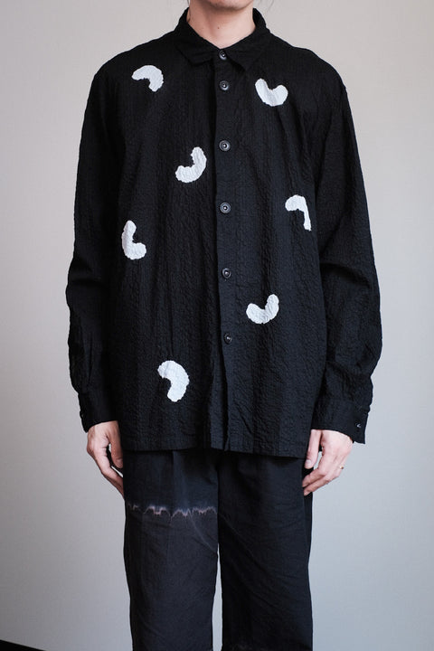 suzusan/Transparent Wrinkled Stripe Overshirt Koboushi Shibori "Smile"