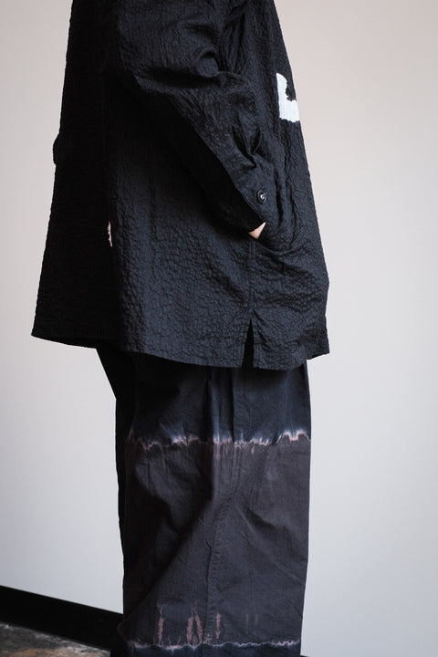 suzusan/Transparent Wrinkled Stripe Overshirt Koboushi Shibori "Smile"