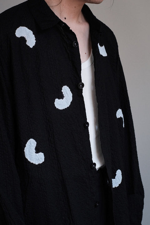 suzusan/Transparent Wrinkled Stripe Overshirt Koboushi Shibori "Smile"