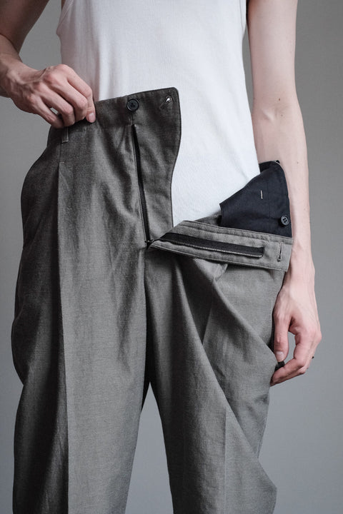 山内/2plyキュプラ*鉄媒染コットン・セミワイドワンタックパンツ
