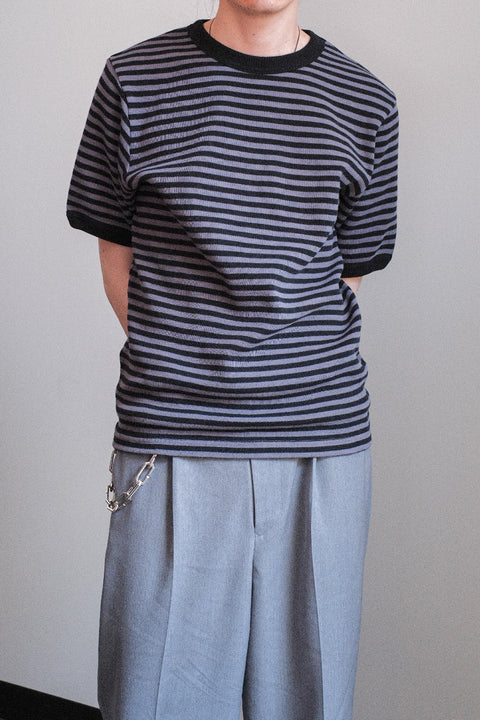 Slopeslow/Cotton Interlock Stripe Crew Neck T