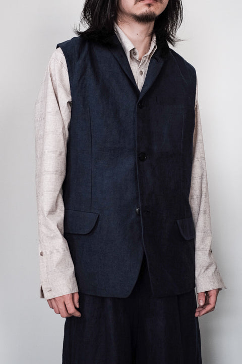 FRANK LEDER/Fabric Washed Linen Sleeveless Blazer