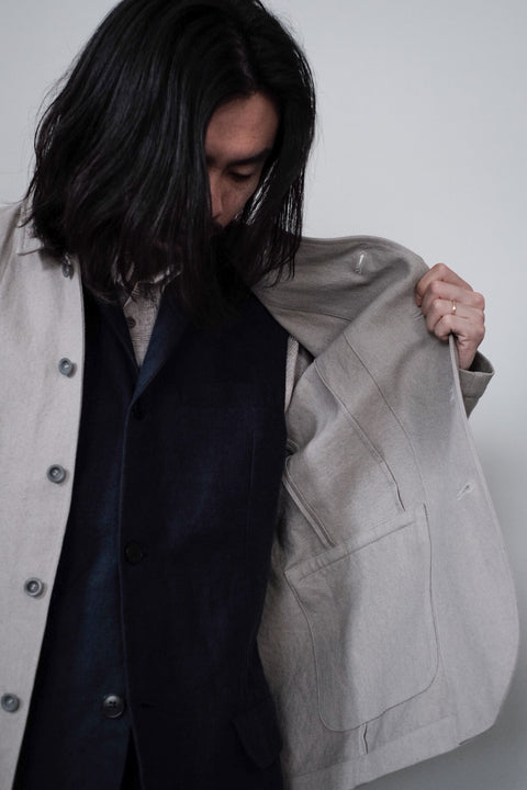 FRANK LEDER/Fabric Washed Linen Sleeveless Blazer