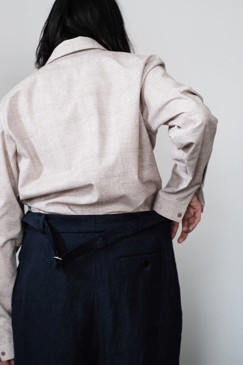 FRANK LEDER/Fabric Washed Linen 1 Tuck Wide Trousers