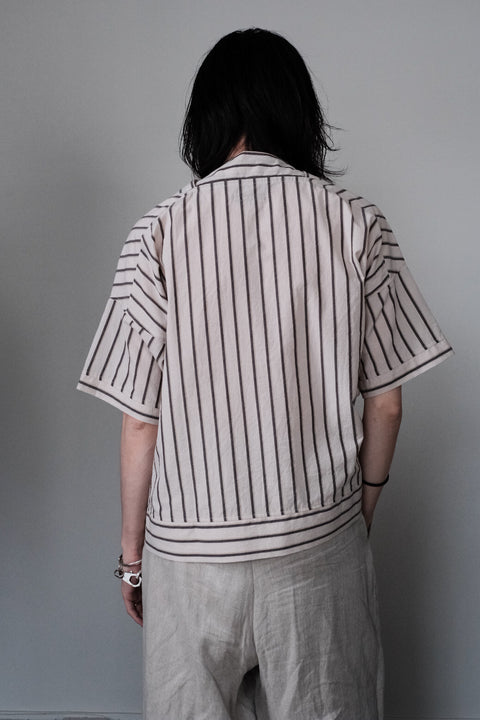 FRANK LEDER/Washed Stripe Cotton Short Sleeve Top