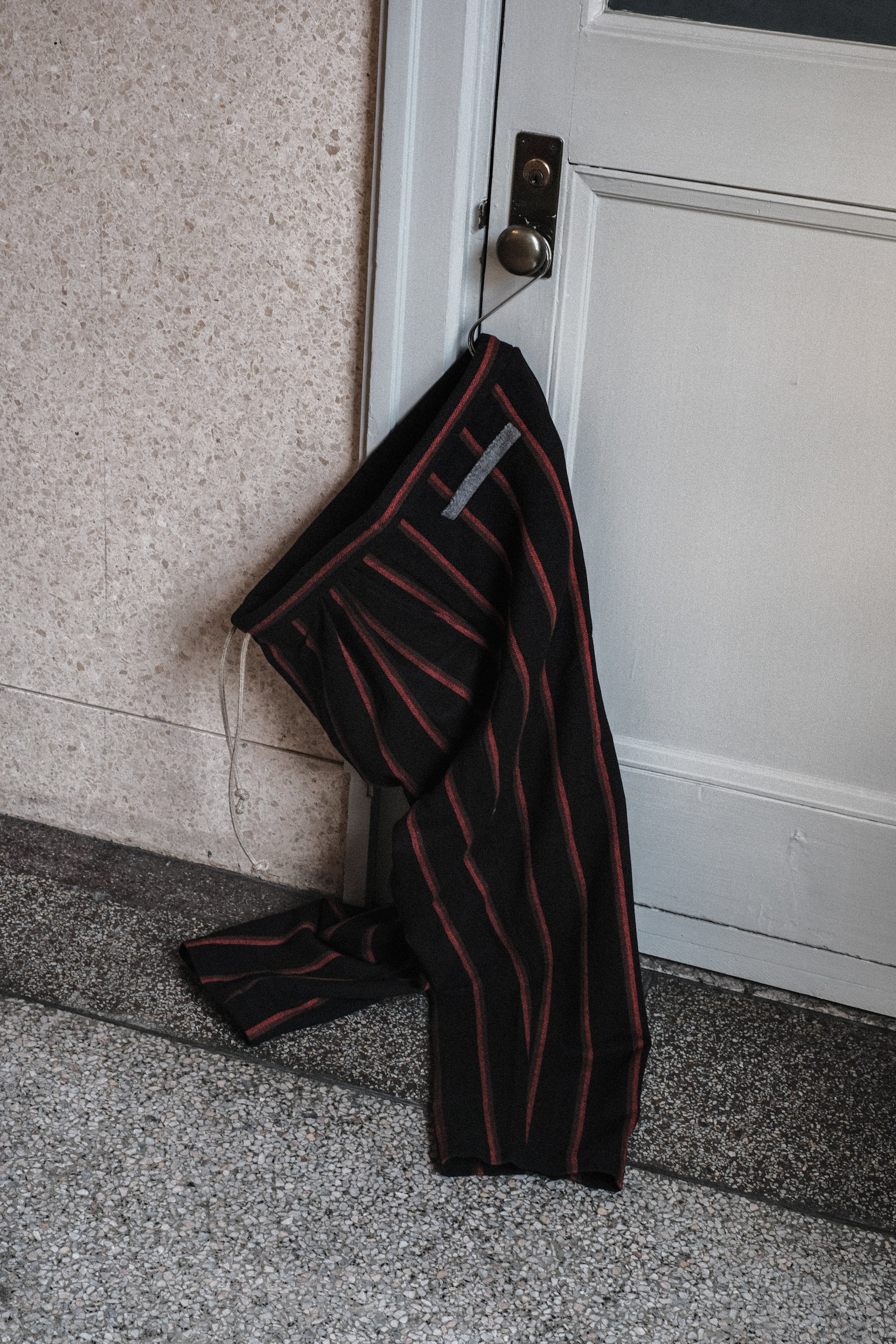 FRANK LEDER/Navy Striped Wool 2 Tuck Drawstring Trouser – 3CMA