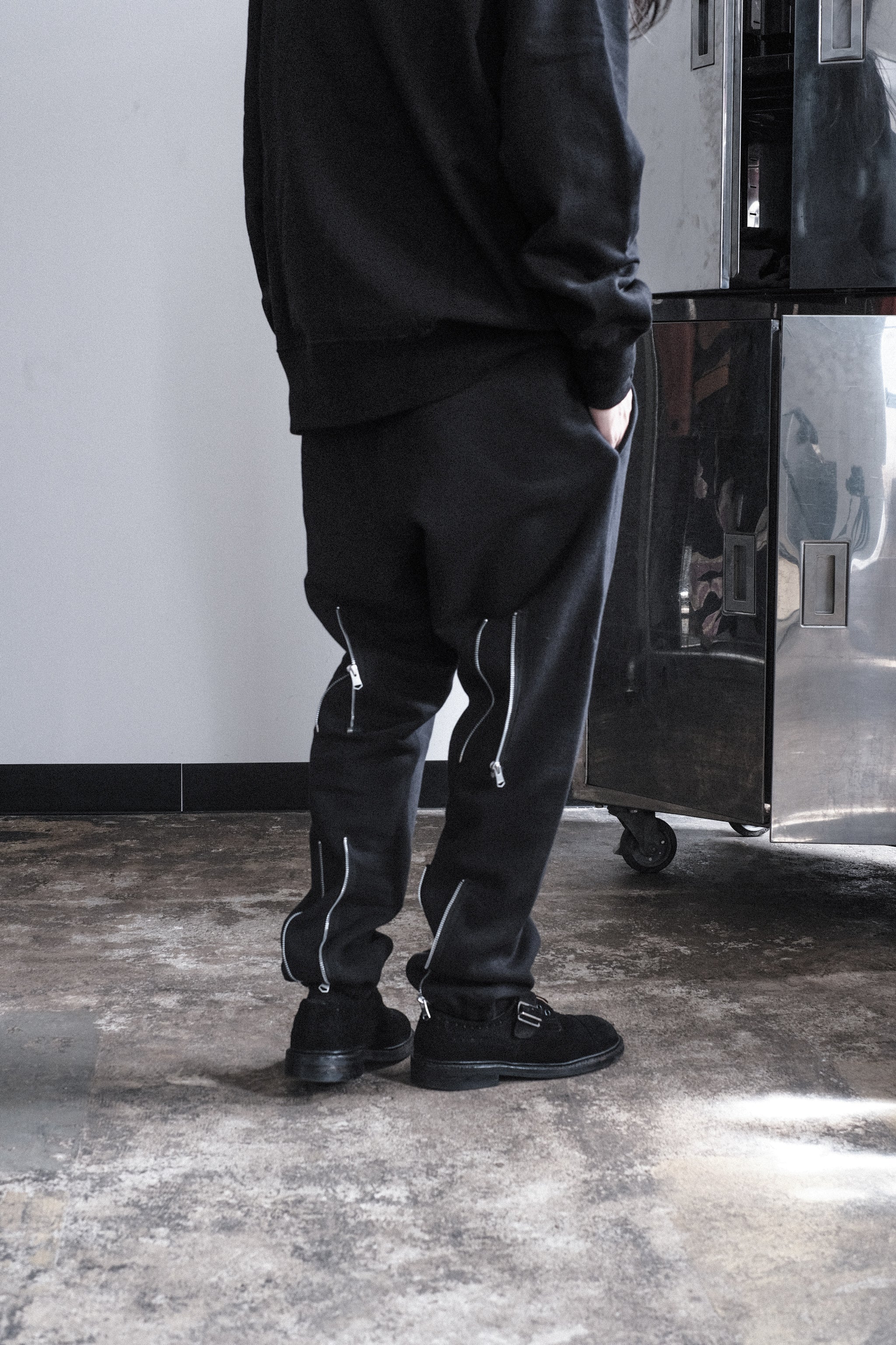 パンツ S ribbon smocking sweat pants black THEREDTHREAD / ザレッドスレッド】S ribbon smocking sweat pants