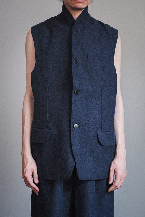 FRANK LEDER/Fabric Washed Linen Sleeveless Blazer
