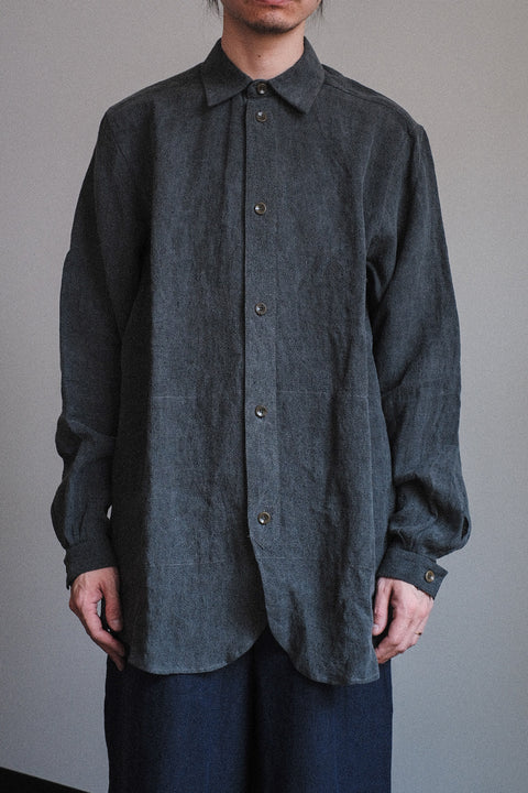 FRANK LEDER/Coal Dyed Linen Old Style Shirt