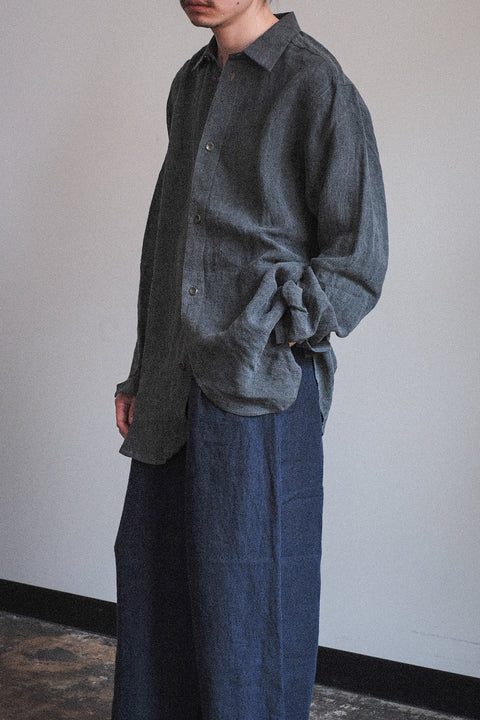 FRANK LEDER/Coal Dyed Linen Old Style Shirt