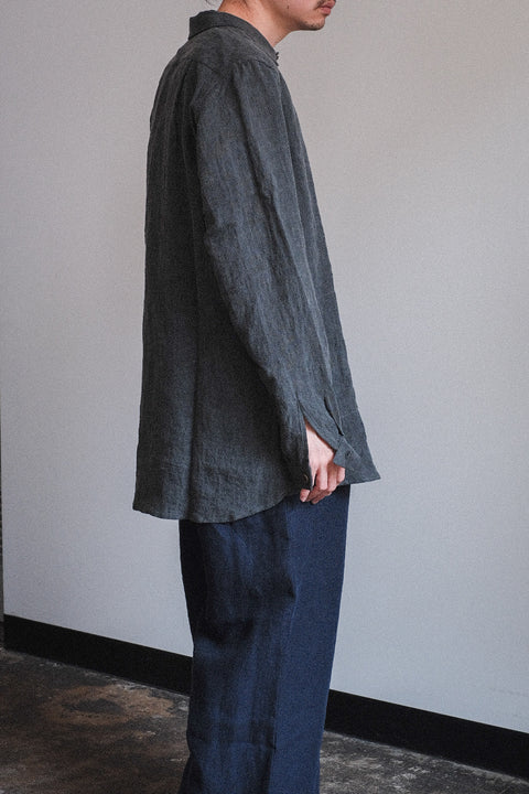 FRANK LEDER/Coal Dyed Linen Old Style Shirt