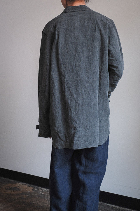 FRANK LEDER/Coal Dyed Linen Old Style Shirt