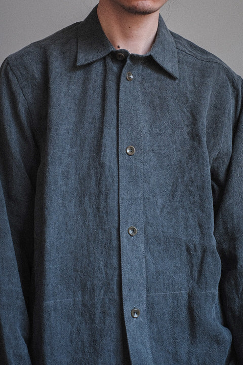 FRANK LEDER/Coal Dyed Linen Old Style Shirt