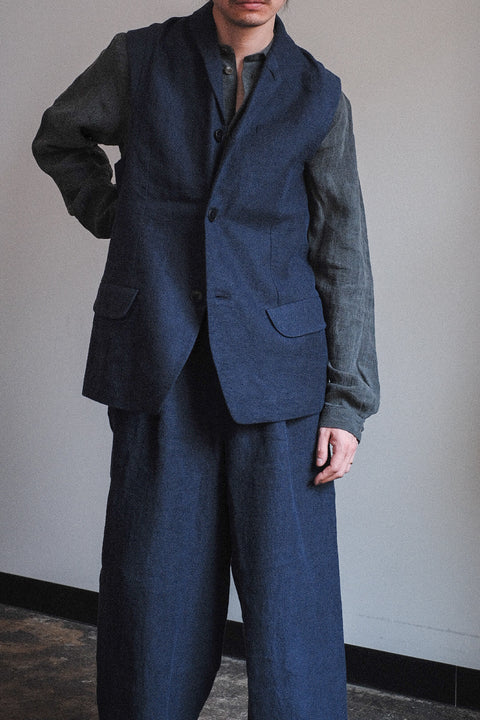 FRANK LEDER/Fabric Washed Linen Sleeveless Blazer