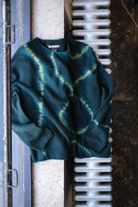 suzusan/Cashmere Seamless Pullover mokume shibori "Line"