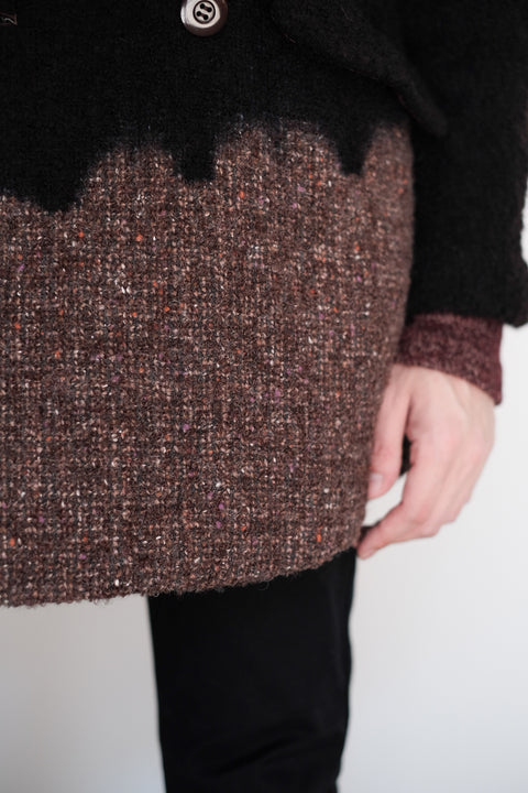 suzusan/Various Loop Yarn Tweed Half Pee Coat Boushi Somewake Shibori