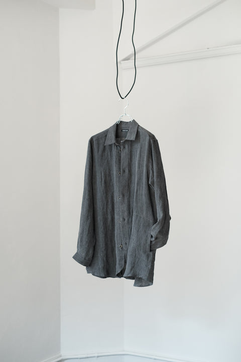 FRANK LEDER/Coal Dyed Linen Old Style Shirt