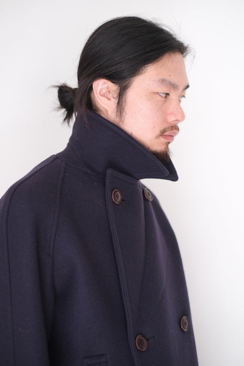 SCYE BASICS/Super 140 Wool Melton D.B Overcoat