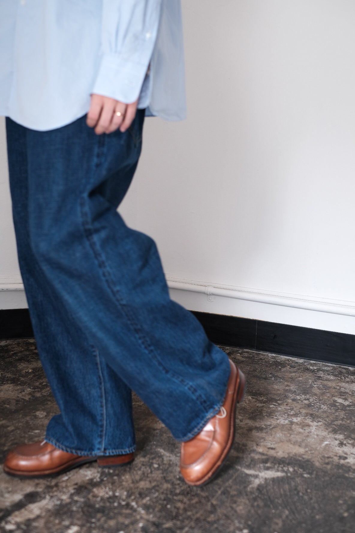 SCYE BASICS/Selvedge Denim Used Wash Wide Leg Jeans – 3CMA