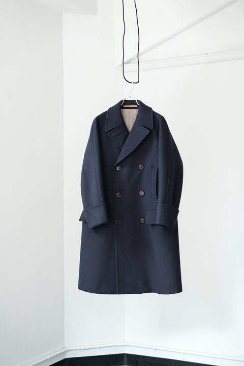 SCYE BASICS/Super 140 Wool Melton D.B Overcoat