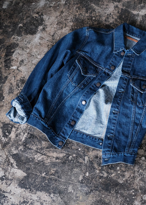 SCYE BASICS/Selvedge Denim Used Wash Trucker Jacket 3