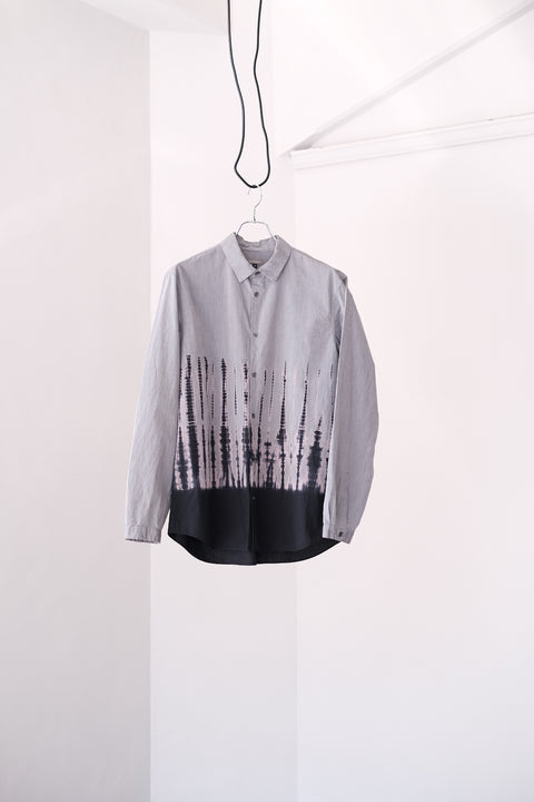 suzusan/Cotton Chambray Long Sleeve Shirt Tesuji Shibori