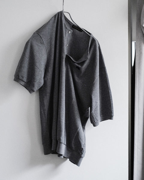 SCYE BASICS/Melange Cotton Pique Henley Neck Shirt