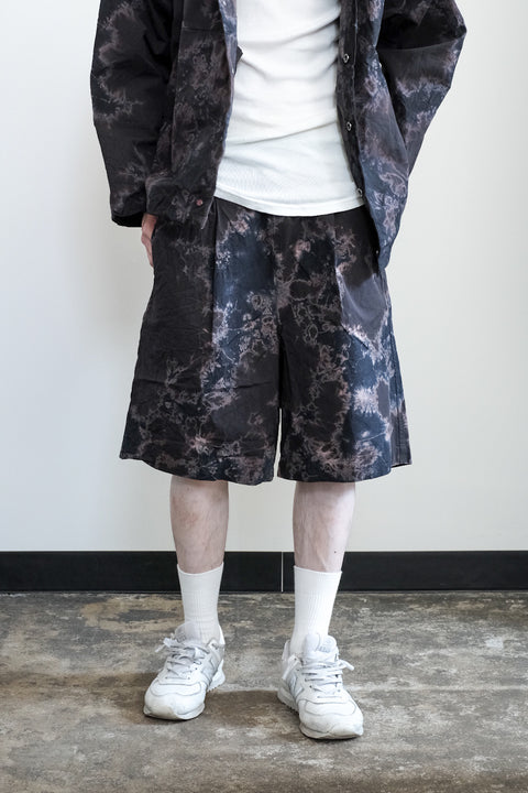 suzusan/Cotton Broad Wide Drawstring Shorts Madara Shibori