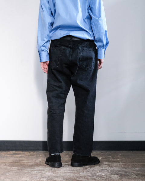 SCYE BASICS/Selvage Black Denim Loose Fit Straight Jeans