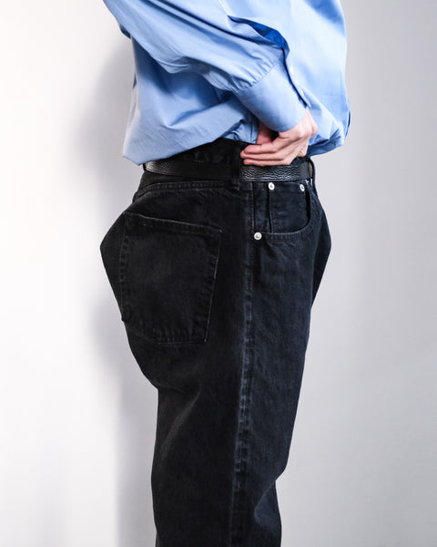 SCYE BASICS/Selvage Black Denim Loose Fit Straight Jeans