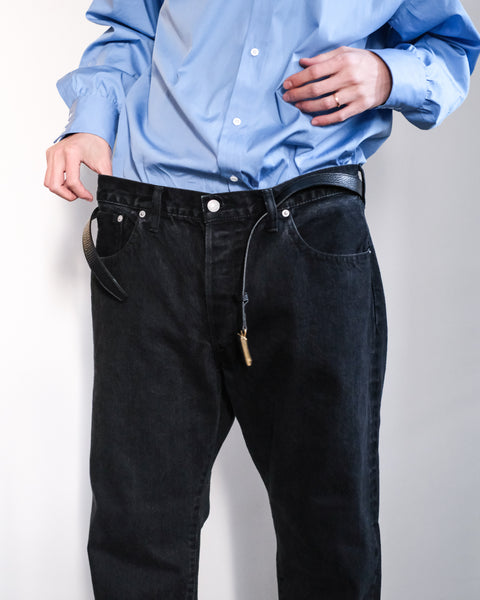 SCYE BASICS/Selvage Black Denim Loose Fit Straight Jeans