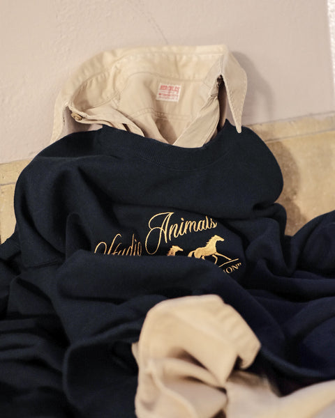 STUDIO ANIMALS/Running Horse Embroidered Sweat Shirt