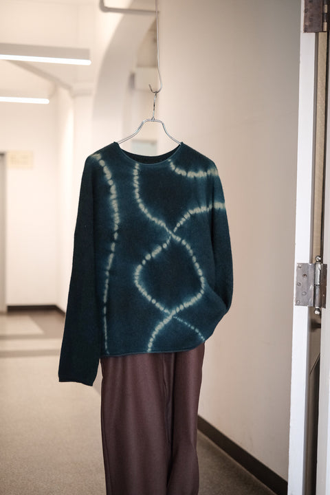 suzusan/Cashmere Seamless Pullover mokume shibori "Line"