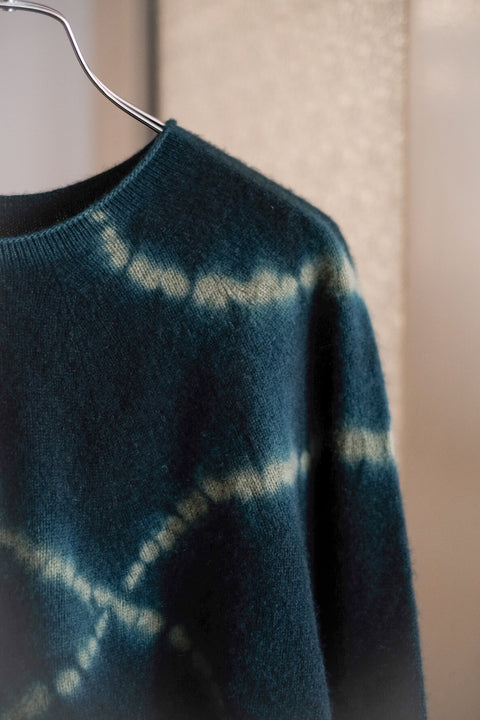 suzusan/Cashmere Seamless Pullover mokume shibori "Line"