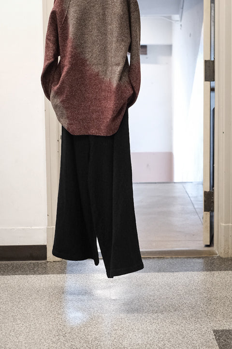 suzusan/Wool Cashmere Herringbone Drawstring Wide Pants tesuji shibori "Fragment"