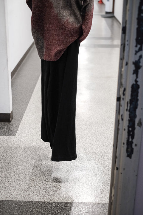 suzusan/Wool Cashmere Herringbone Drawstring Wide Pants tesuji shibori "Fragment"