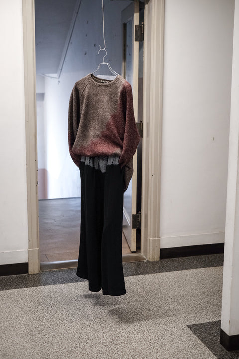 suzusan/Wool Cashmere Herringbone Drawstring Wide Pants tesuji shibori "Fragment"