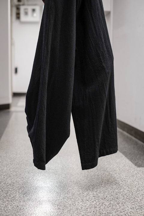 suzusan/Wool Cashmere Herringbone Drawstring Wide Pants tesuji shibori "Fragment"