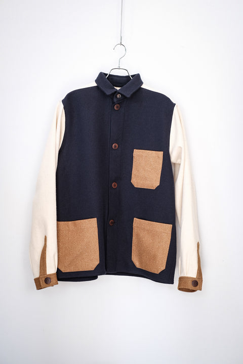 FRANK LEDER/Mixed Material Wool Jacket