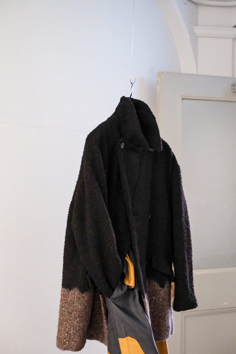 suzusan/Various Loop Yarn Tweed Half Pee Coat Boushi Somewake Shibori