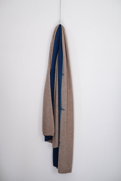 suzusan/Cashmere Knit Shawl itajime shibori "Fog"