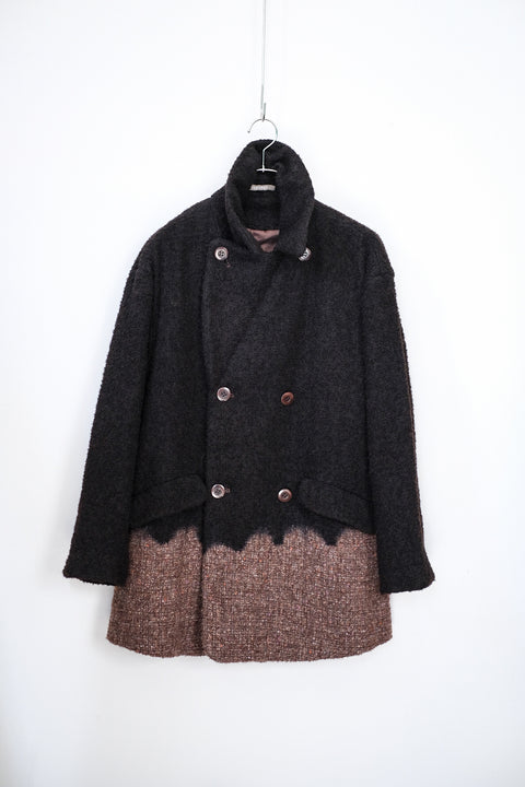 suzusan/Various Loop Yarn Tweed Half Pee Coat Boushi Somewake Shibori