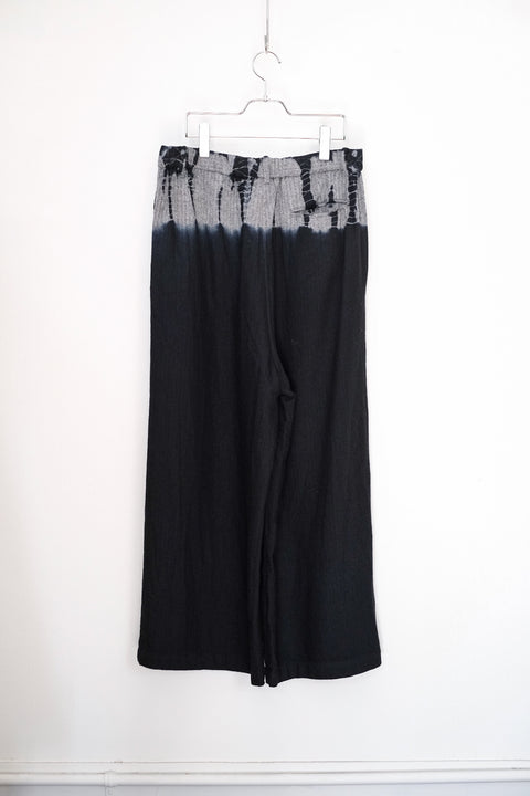 suzusan/Wool Cashmere Herringbone Drawstring Wide Pants tesuji shibori "Fragment"