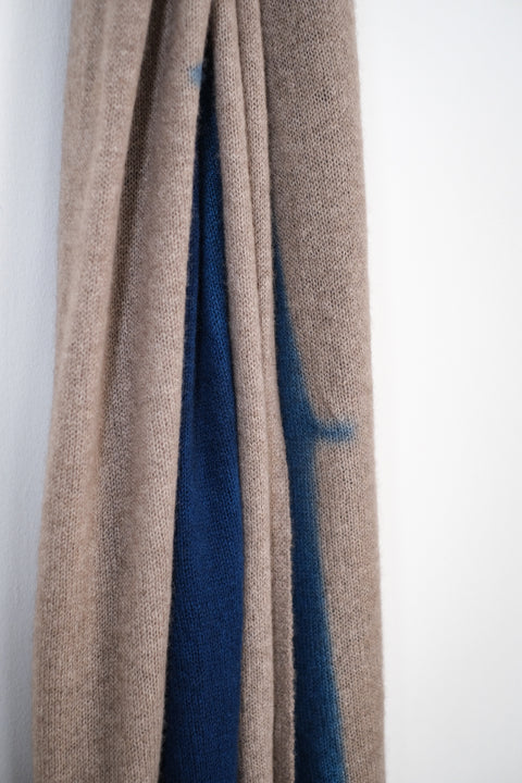 suzusan/Cashmere Knit Shawl itajime shibori "Fog"