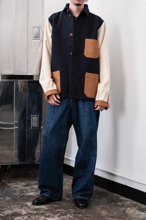 FRANK LEDER/Mixed Material Wool Jacket